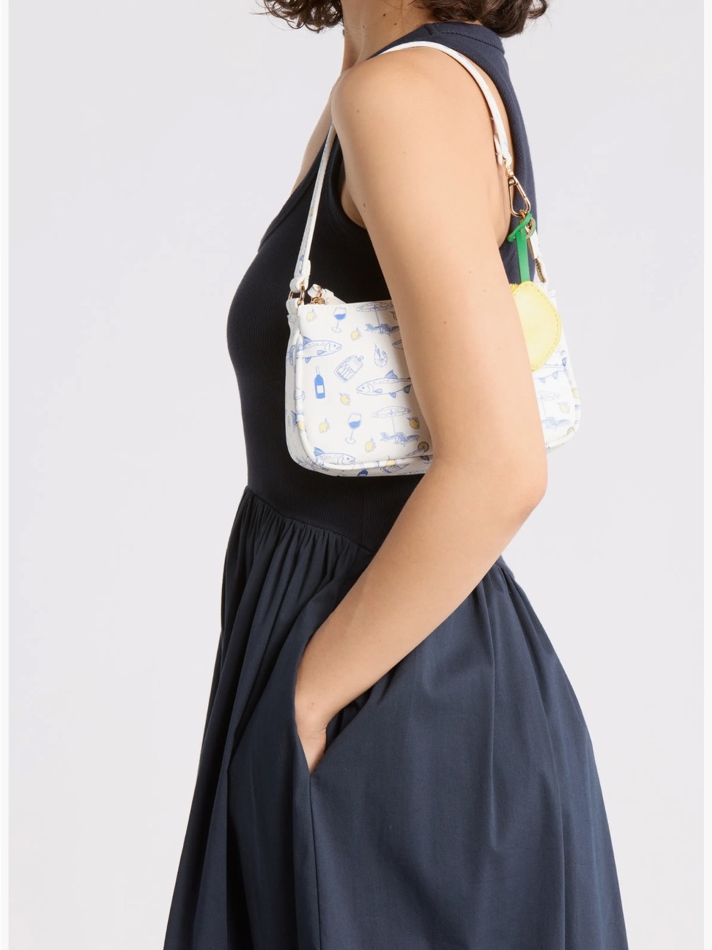 Aldo sardine and lemon shoulder bag with lemon pouch - Picture 2 of 6